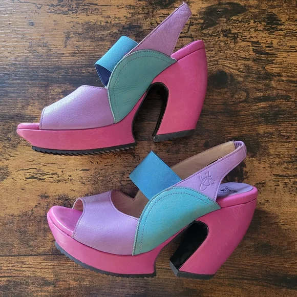 Colorful Fluevog Platform Heels 7.5 - Picture 1 of 8
